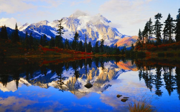 lake, Nature, Forest, Mountains, Reflection HD Wallpaper Desktop Background