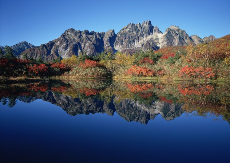 mountains, Autumn, Bush, Lake, Reflection HD Wallpaper Desktop Background