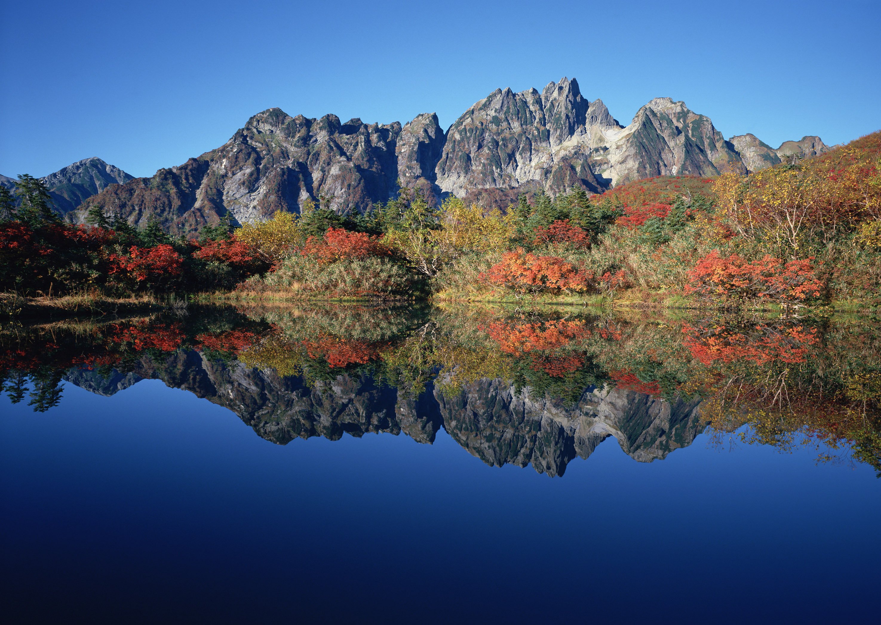 mountains, Autumn, Bush, Lake, Reflection Wallpaper