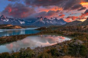 patagonia, Chile, River, Clouds, Mountains