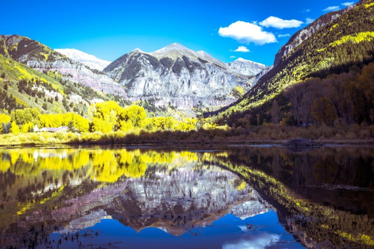 mountain, Lake, Forest, Usa, Colorado, Colorado, Telluride, Telluride, Reflection HD Wallpaper Desktop Background