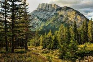 mount, Rundle, Alberta, Canada, Early, Light, Banff, National, Park