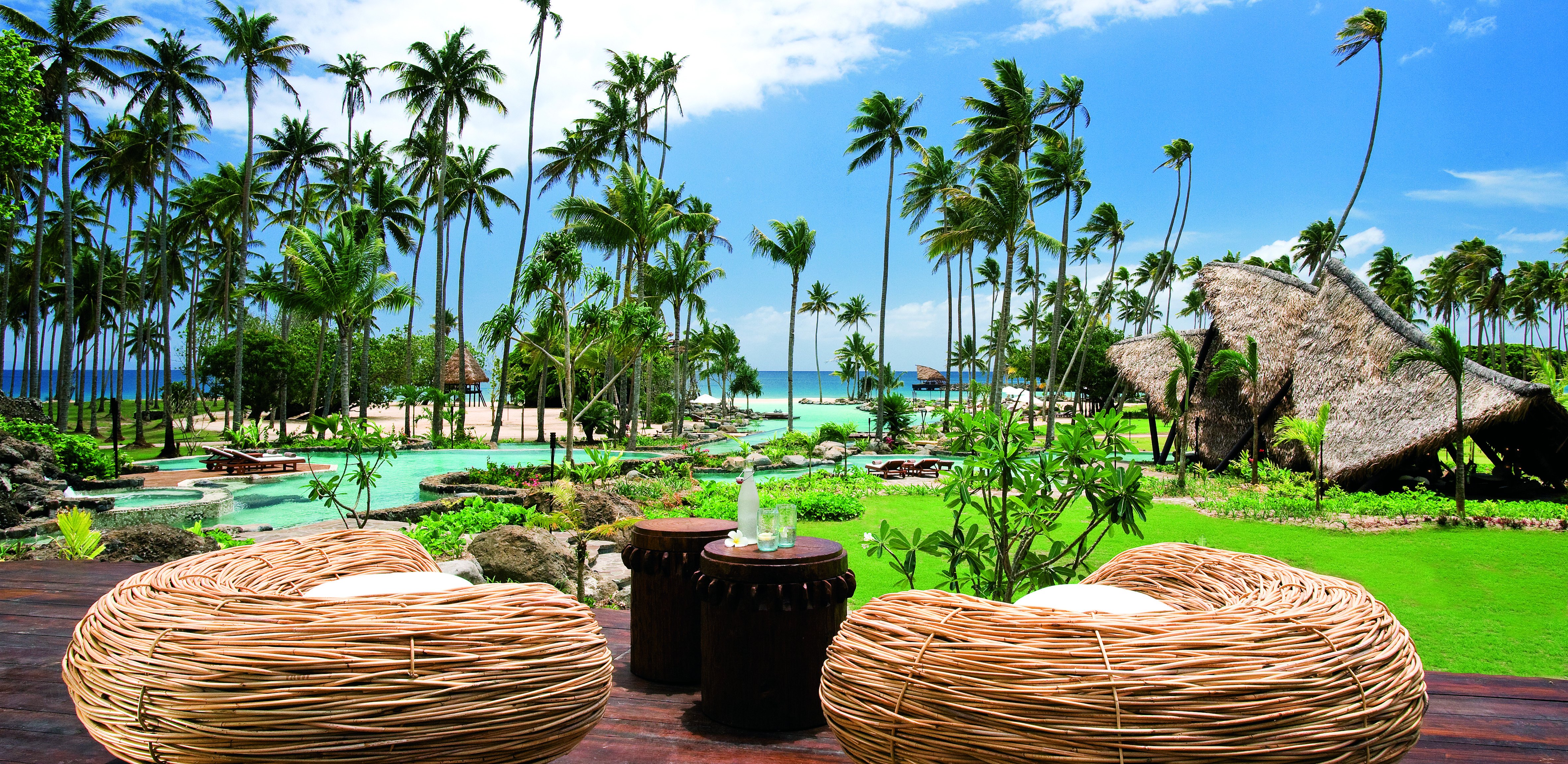 beach, Palm, Trees, Holiday, Ocean, Pool, Design Wallpaper