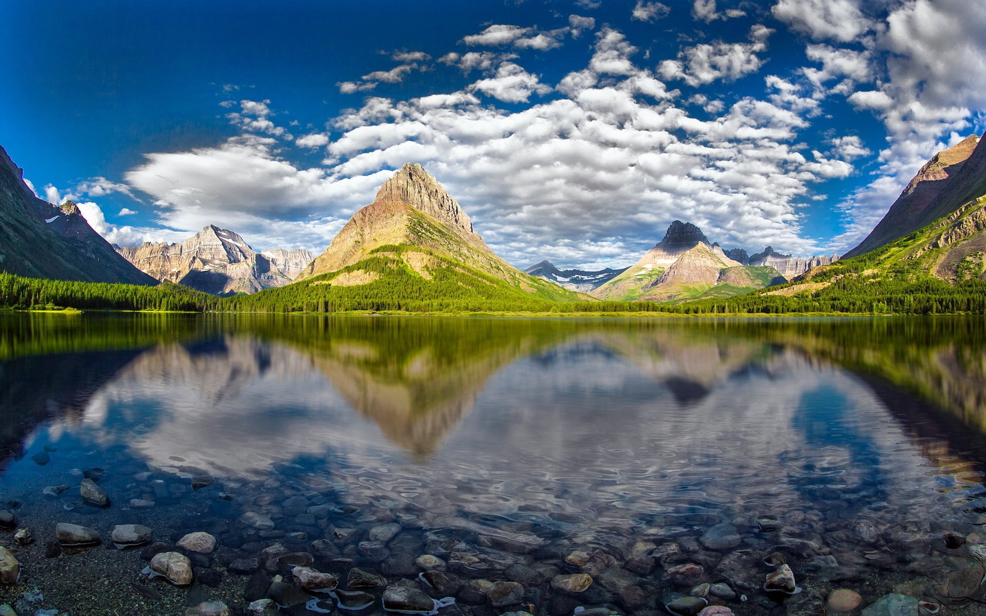 grinnell, Peak, Swiftcurrent, Lake, Glacier, National, Park Wallpaper