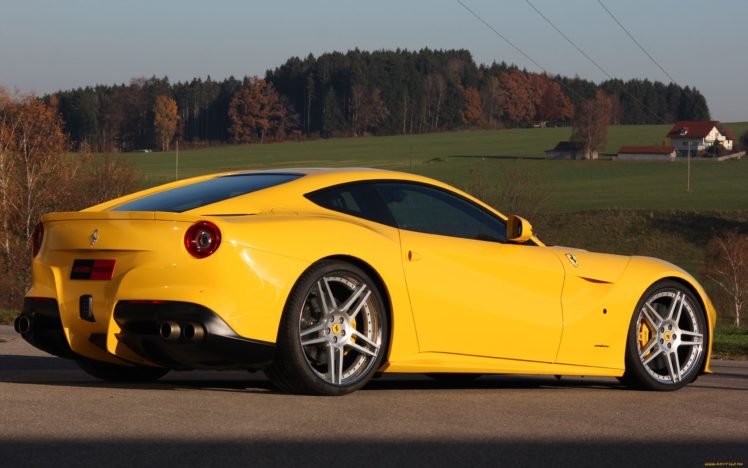 ferrari, F12, Berlinetta, Supercar, Yellow, Roads HD Wallpaper Desktop Background