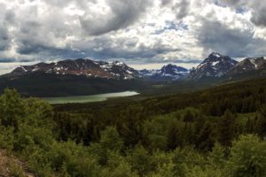 usa, Scenery, Park, Forest, Mountains, Glacier, Montana, Clouds, Nature, Lake