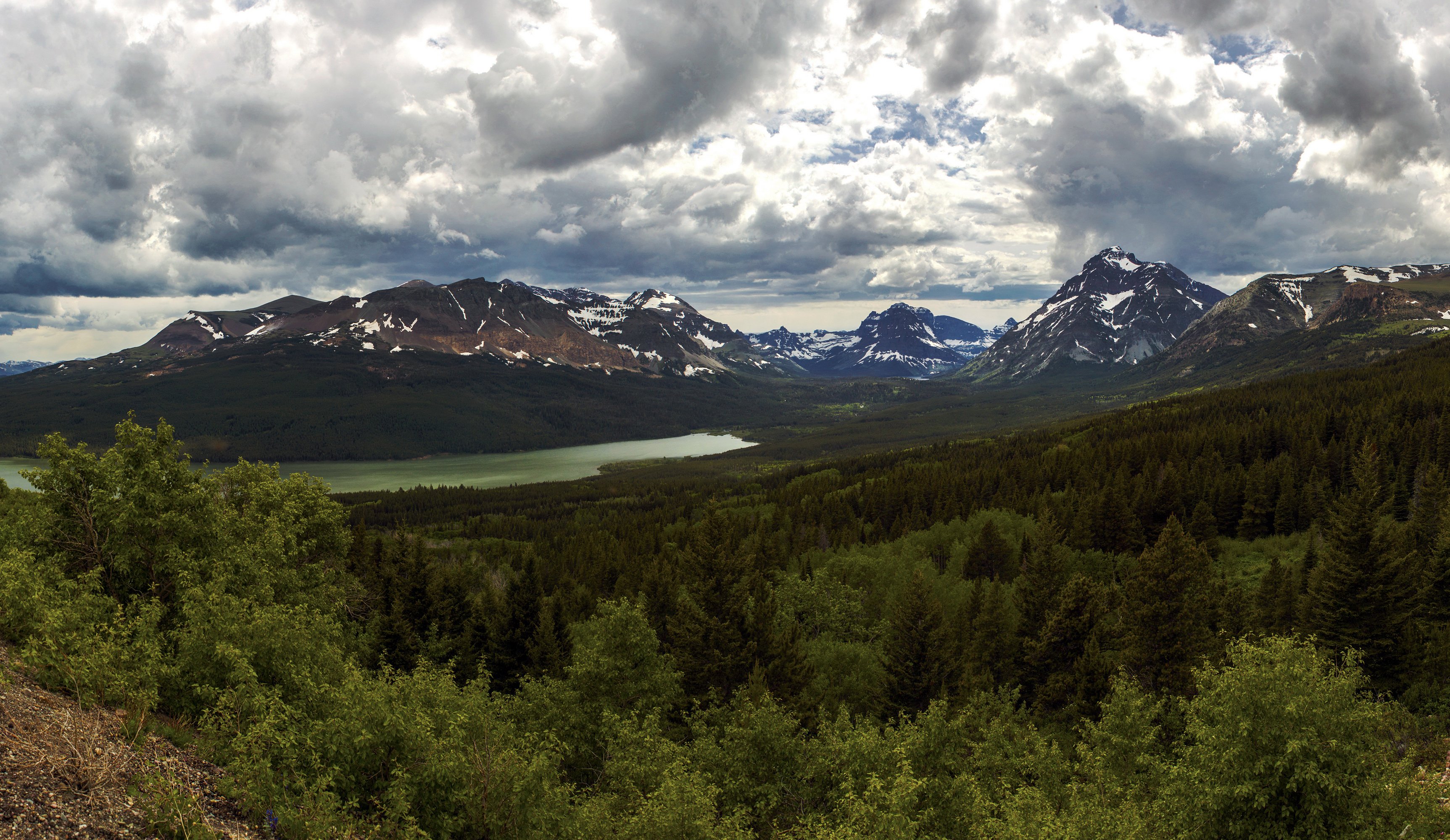usa, Scenery, Park, Forest, Mountains, Glacier, Montana, Clouds, Nature, Lake Wallpaper