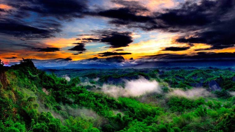 landscape, Forest, Sunrise, Sunset, Clouds, Color, Landscape HD Wallpaper Desktop Background