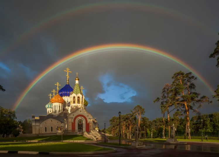 church, Of, The, Holy, Prince, Igor, Of, Chernigov, Rainbow, Peredelkino, Moscow, Patriarchal, Metochion, Rain HD Wallpaper Desktop Background