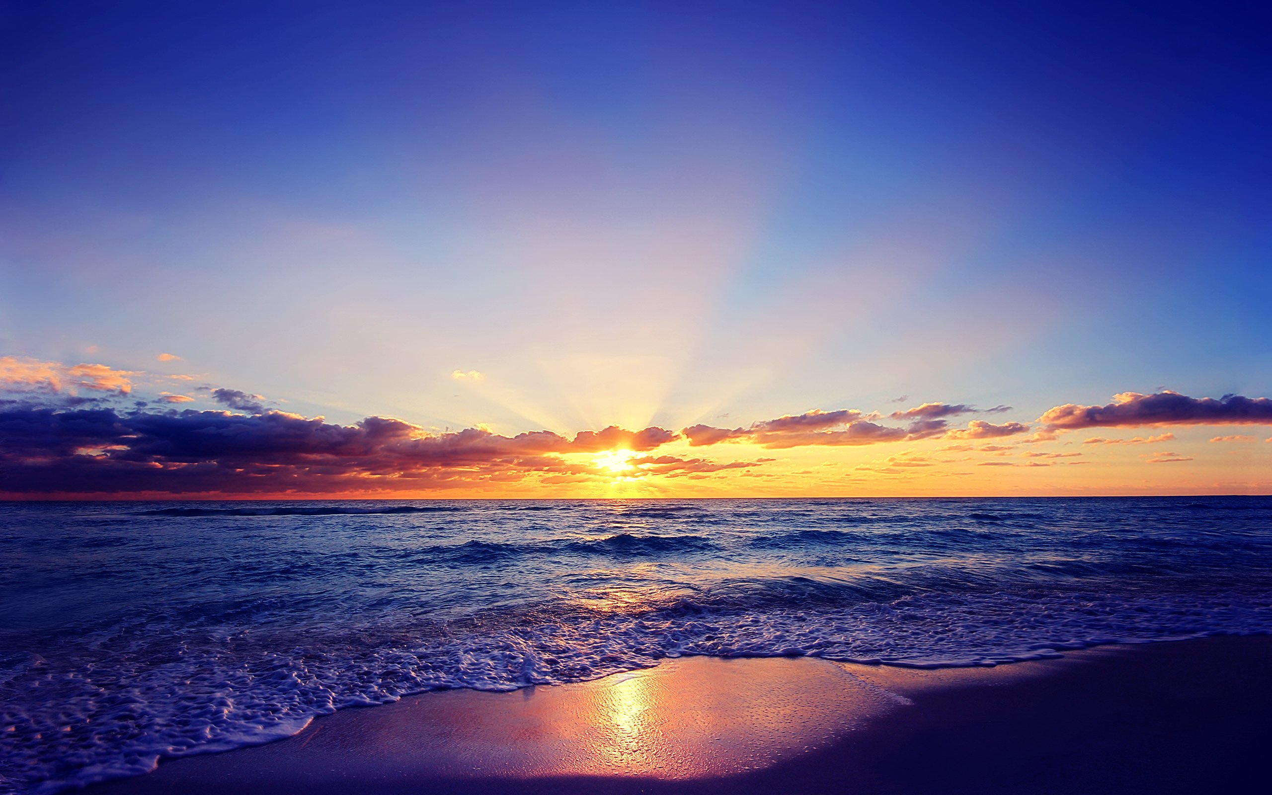sea, Sunset, Sun, Beach, Clouds, Clouds Wallpaper