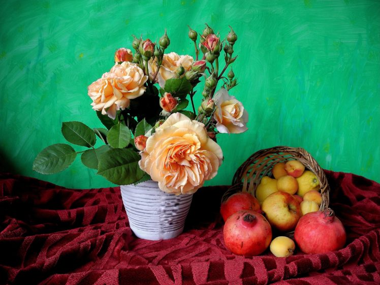 yzan, Apple, Pomegranate, Still, Life HD Wallpaper Desktop Background