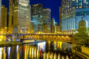 chicago, Illinois, Architecture, Buildings, Skyscraper, Night, Lights, Hdr, Bridges, Rivers, Reflection, Cities