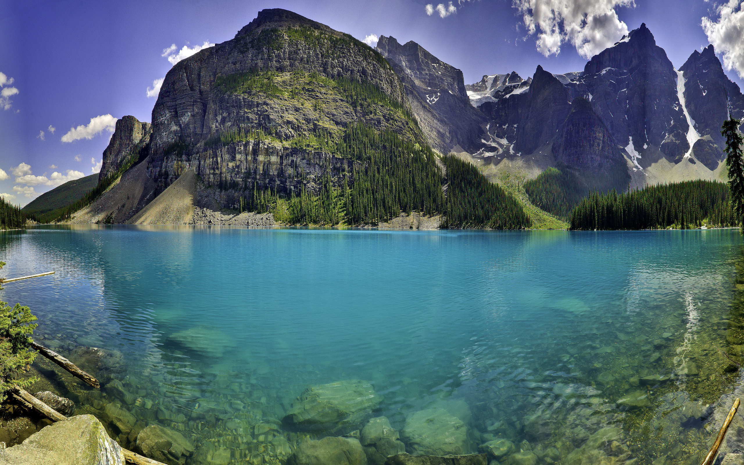 moraine, Lake, Panorama Wallpaper