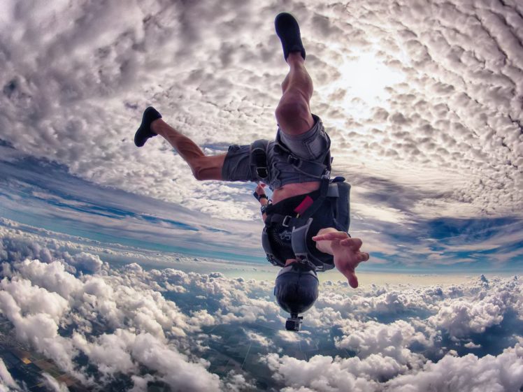 skydive, Fall, Clouds, Extreme, Sports, People, Men, Males, Wind, Landscapes, Flight, Camera HD Wallpaper Desktop Background