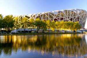 the, Nest, Stadium, China, Afternoon, Sunny, Trees, Lake, Pond, Sky, Hdr, Ultrahd, Black, White, Hd, 4k, Wallpaper, 3840×2160