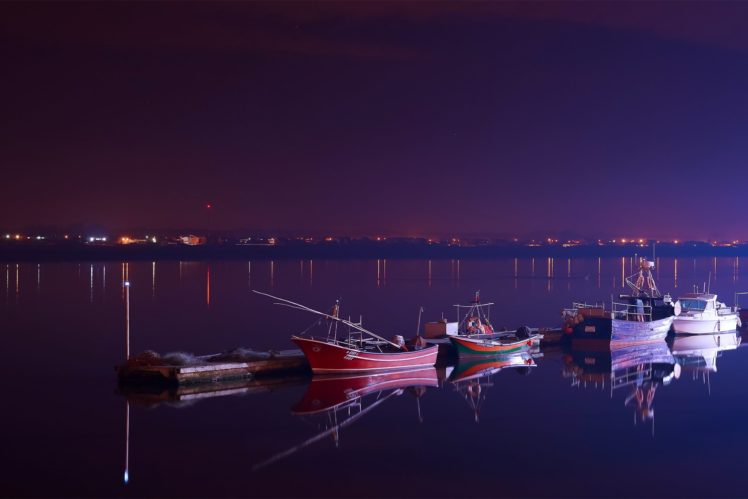 night, Evening, River, Boats, Reflection, Boat, Mood HD Wallpaper Desktop Background