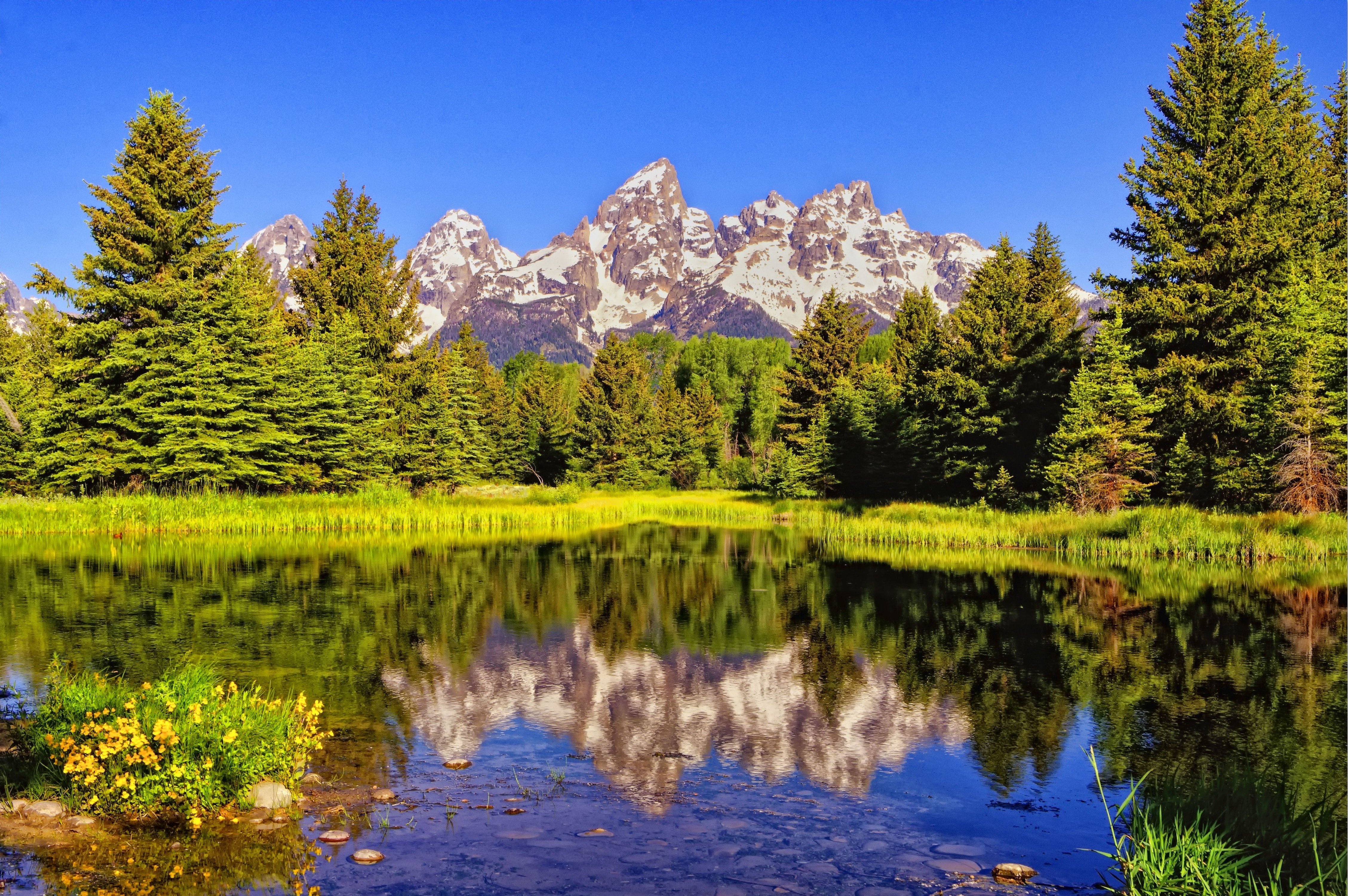 lake, Mountains, Trees, Landscape, Reflection Wallpaper