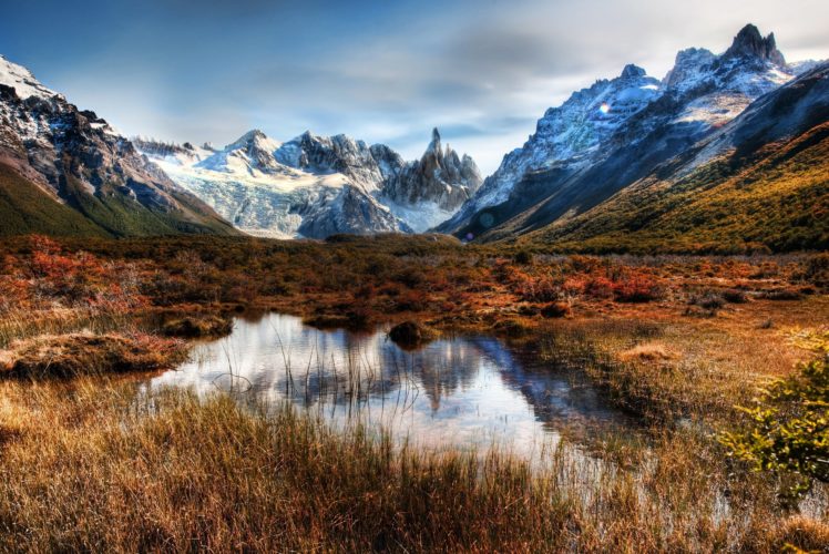 patagonia, Mountains, Lake, Reflection, Chile, Hdr HD Wallpaper Desktop Background