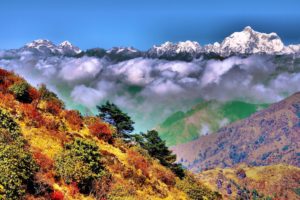 autumn, Clouds, Mountains, Hdr