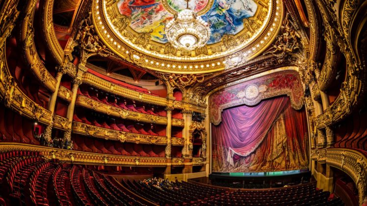 paris, Opera, Theater, Hall, Stage, Chandelier, France, French, Room, Design HD Wallpaper Desktop Background