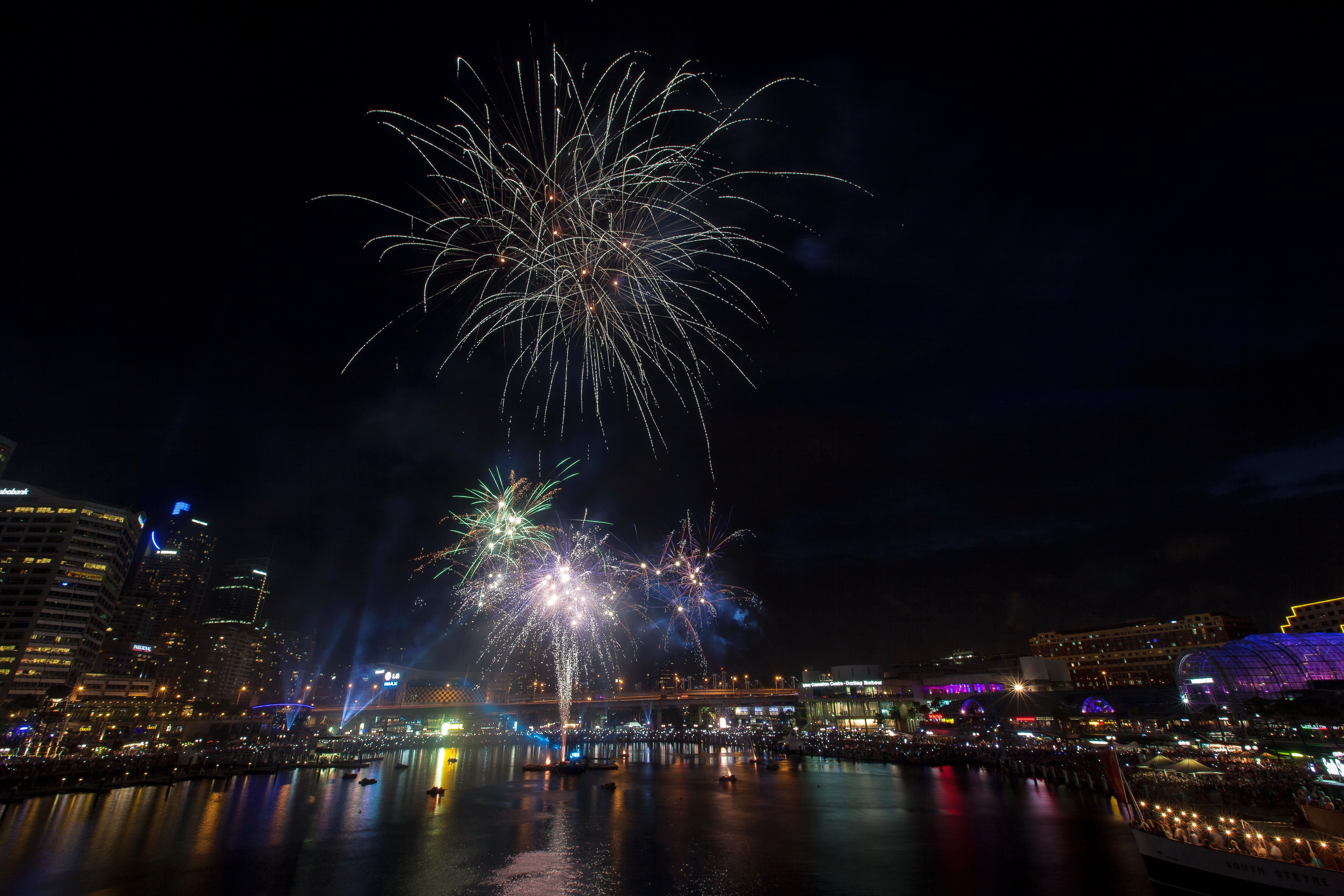 australia, Houses, Rivers, Fireworks, Sydney, Night, Cities Wallpaper