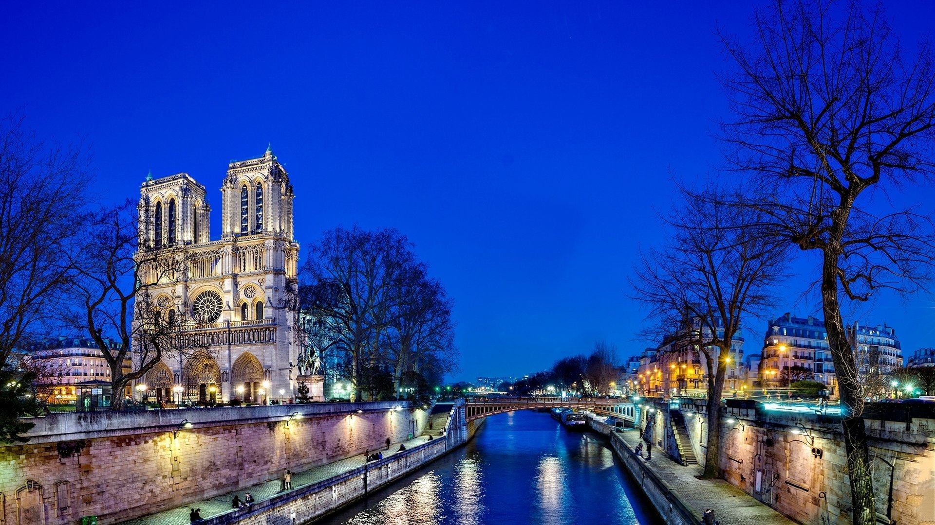 town, City, Light, Tower, Sky, Blue, River Wallpaper