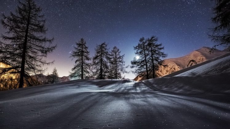 nature, Mountain, Snow, Sky, Sars HD Wallpaper Desktop Background