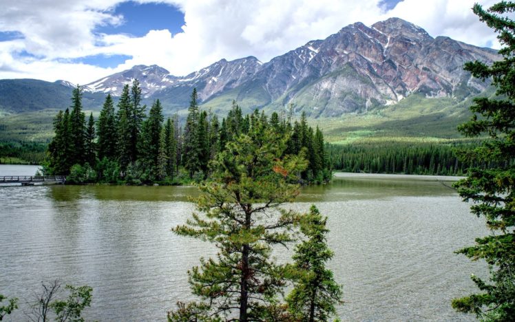 lake, Mountain, Forest, Sky, Spring HD Wallpaper Desktop Background