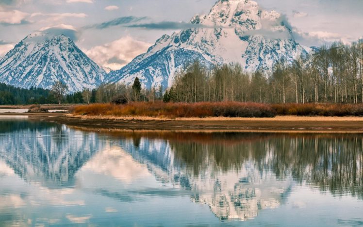 mountain, Snow, Wild, Nature, Green, River HD Wallpaper Desktop Background