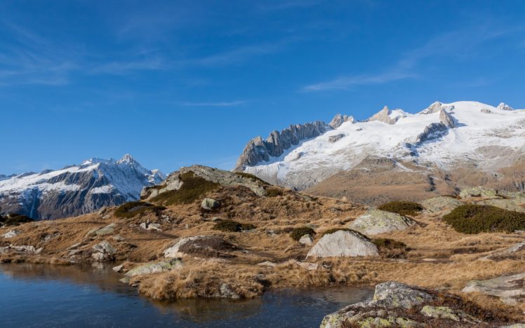 mountain, River, Snow, Rocks, Nature HD Wallpaper Desktop Background