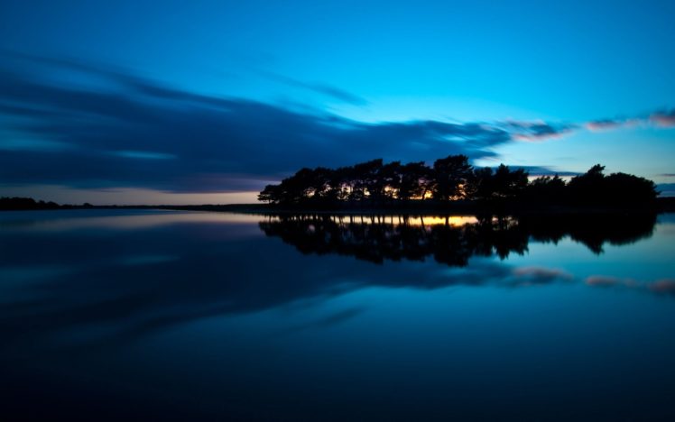 lake, Night, Blue, Sunset, Nature HD Wallpaper Desktop Background