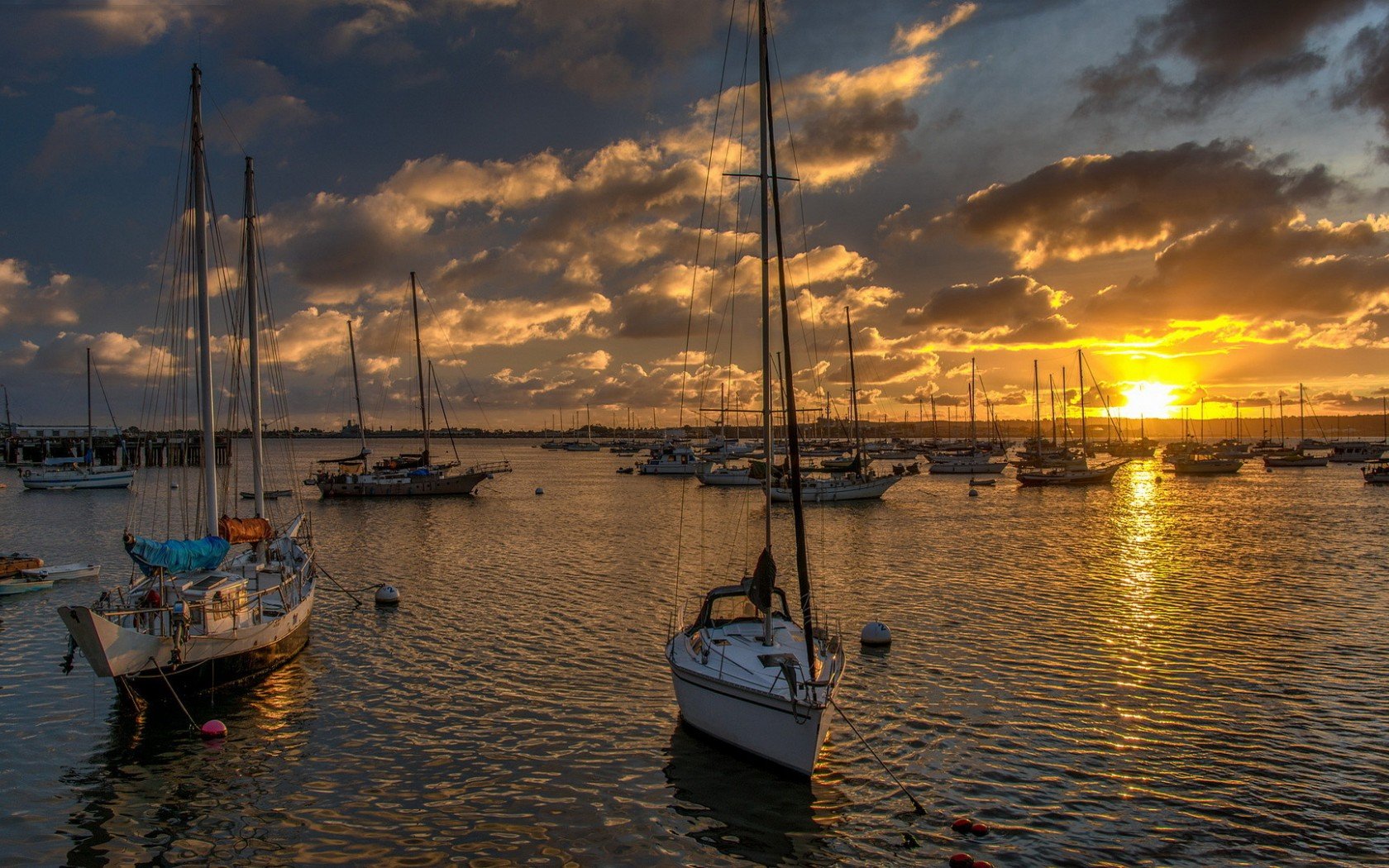 boats, Sea, Sunset, Clouds, Sky Wallpaper