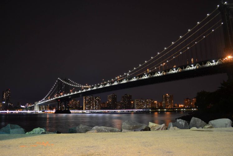 bridge, Bridges, Brooklyn, Cities, City, Intel, Rivers, New, York, Manhattan, Night, Light HD Wallpaper Desktop Background