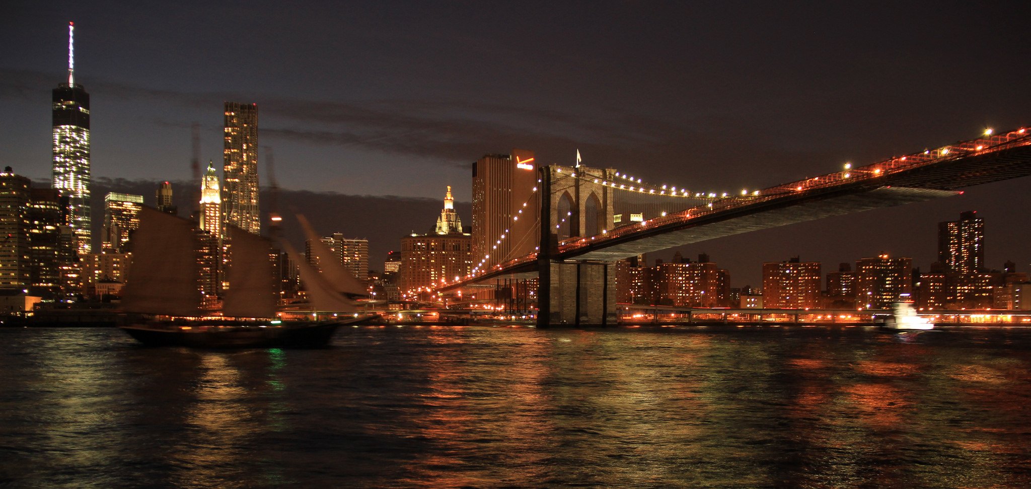 bridge, Bridges, Brooklyn, Cities, City, Intel, Rivers, New, York, Manhattan, Night, Light Wallpaper