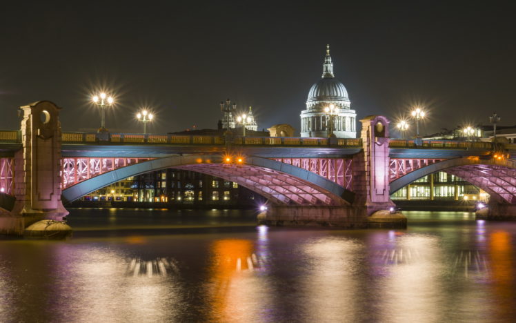 england, London, Cities, Architecture, Buildings, Bridges, Rivers, Reflection, Hdr, Night, Lights HD Wallpaper Desktop Background