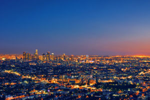 los, Angeles, Cities, Architecture, Buildings, Skyscrapers, Night, Lights, Sunset, Sunrise