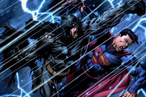 superman, Batman, Rain, Fight, Punch, Comics