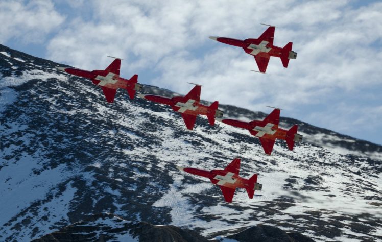 air, Aircraft, Aviation, Patrouille, Suisse, Jet, Acrobatic, Northrop, F 5, Freedom, Fighter HD Wallpaper Desktop Background