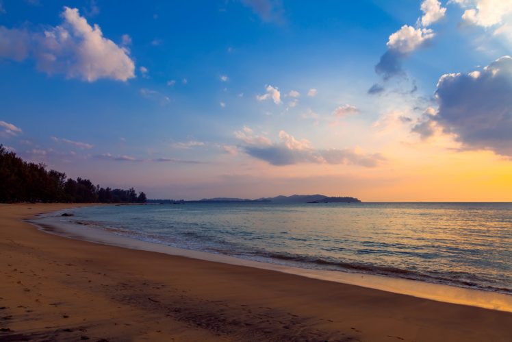 beach, Evening, Surf, Clouds, Sea, Ocean, Sunset HD Wallpaper Desktop Background