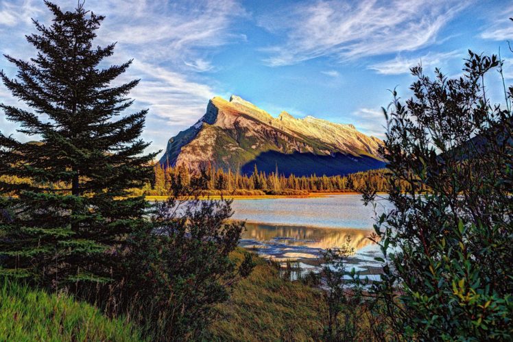 mountains, Lake, Trees, Sky, Landscape HD Wallpaper Desktop Background
