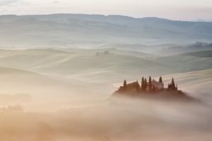 fog, Vs, Mist, Italy, Belvedere, Villa, Tuscany, Landscape, House, Rustic, Farm