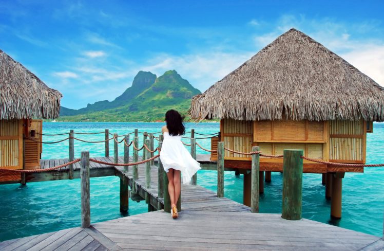 tropical, Ocean, Pier, Sea, Palms, Summer, Beach, Paradise, Vacation, Mood HD Wallpaper Desktop Background
