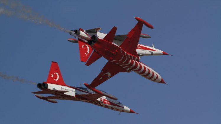 acrobatic, Air, Aircrafts, Turkish, Stars, Team, Northrop, F 5, Freedom, Fighter HD Wallpaper Desktop Background