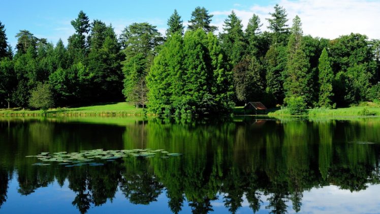 lake, Nature, Forest, Green HD Wallpaper Desktop Background