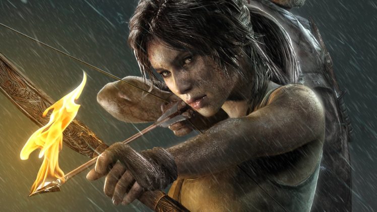 tomb, Raider, Lara, Croft, Archer, Fire, Rain HD Wallpaper Desktop Background