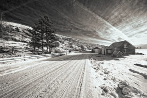 snow, Winter, Road, House, Bw, Trees, Black, White, Roads, Architecture, Houses, Sky, Clouds