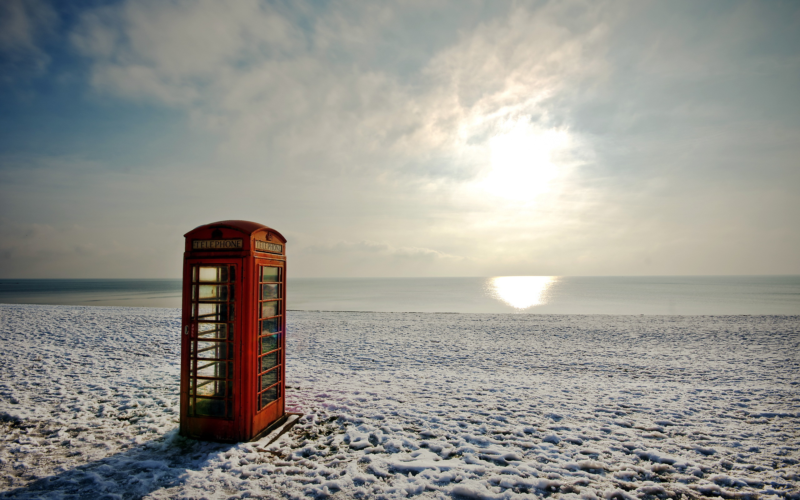 phone, Booth, Nature, Landscapes, Beaches, Ocean, Sea, Telephone, Situation, Humor, Sky, Man made Wallpaper