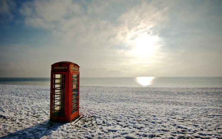 phone, Booth, Nature, Landscapes, Beaches, Ocean, Sea, Telephone, Situation, Humor, Sky, Man made HD Wallpaper Desktop Background