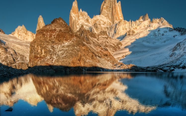 snowy, Mountains, And, Lake HD Wallpaper Desktop Background
