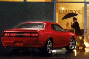 dodge, Rt, Car, Red, Rain